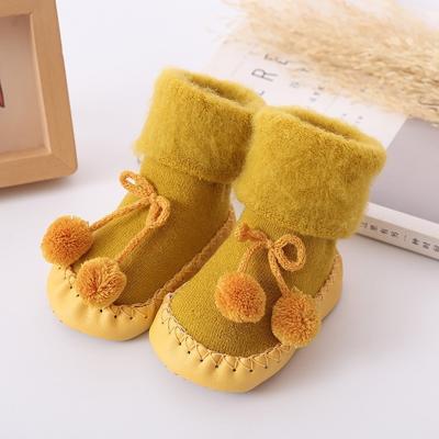 Winter baby warmer vloer sokken anti-slip baby stap sokken grootte: 12cm (geel)