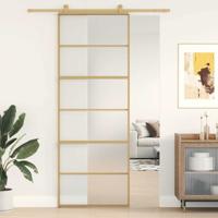 Schuifdeur 76x205 cm mat ESG-glas en aluminium goudkleurig