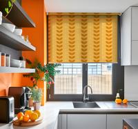 Bladeren patroon Oranje rolgordijn keuken Bladeren patroon Oranje rolgordijn keuken