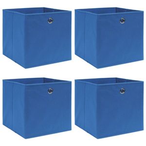 VidaXL Opbergboxen 4 st 32x32x32 cm stof blauw