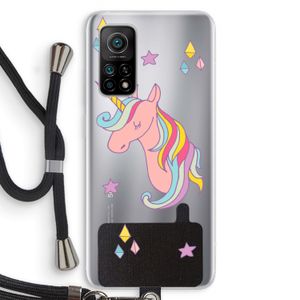 Roze eenhoorn: Xiaomi Mi 10T 5G Transparant Hoesje met koord