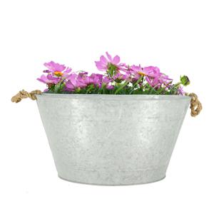 Plantenpot/teil voor buiten - groot - zink - zilver - L50 x D36 X H27 cm - 22 liter