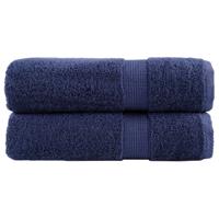 VidaXL Badhanddoeken solund 2 st 600 g/m² 100x150 cm marineblauw