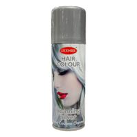 Haarspray of haarverf - kleur zilver - verkleed accessoires - 125 ml - volwassenen en kinderen - thumbnail