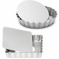 Set van 2x mini taart/quiche bakvormen vierkant en rond zilver 10 cm