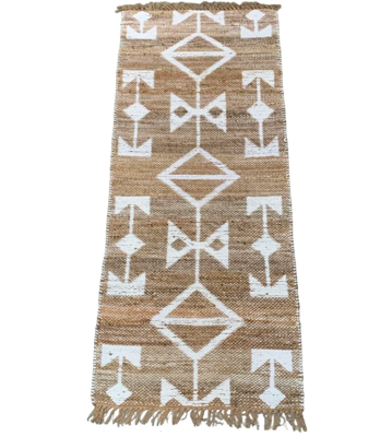 Gangloper vloerkleed jute witte chenille 80x200