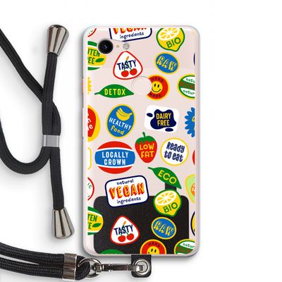 Fruitsticker: Pixel 3 XL Transparant Hoesje met koord