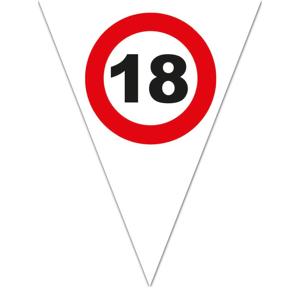 3x stuks 18 jaar stopbord vlaggenlijn slinger - 5 meter - plastic - 10-vlaggetjes - feestartikelen