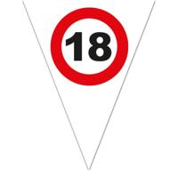 3x stuks 18 jaar stopbord vlaggenlijn slinger - 5 meter - plastic - 10-vlaggetjes - feestartikelen