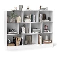 3 Lagen Boekenrek met 10 Vakken Staand Rek Kubusrek Kantoorrek 140 x 24 x 104 cm Wit