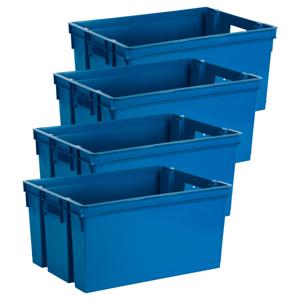 Opbergbox/opbergkrat 50 L - 8x - blauw - kunststof - 56 x 41 x 29 cm - stapelbaar/nestbaar