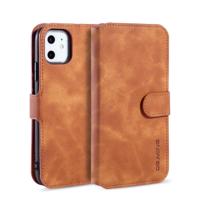 Dg. MING retro olie kant horizontale flip case met houder & kaartsleuven & portemonnee voor iPhone 11 (bruin)