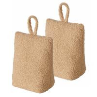 Atmosphera Deurstopper gewicht - 1 kg - lichtbruin - pluche/teddy stof - 2x10 cm - deur open