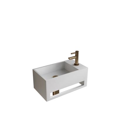 Fonteinset BWS Solid Surface Met Handdoekhouder Rechts Mat Wit Goud