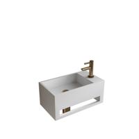 Fonteinset BWS Solid Surface Met Handdoekhouder Rechts Mat Wit Goud