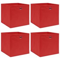 VidaXL Opbergboxen 4 st 32x32x32 cm stof rood