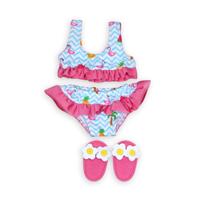 Heless Poppen bikini met slippers flamingo, 28-35 cm