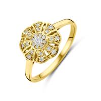 14k Geelgouden Ring met Diamant - 11mm Breed | Luxe en Sprankeling