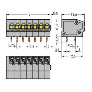 WAGO 805-302 Veerkrachtklemblok 1.50 mm² Aantal polen 2 Grijs 580 stuk(s)