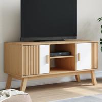 Tv-meubel OLDEN 114x43x57 cm massief grenenhout wit en bruin - thumbnail