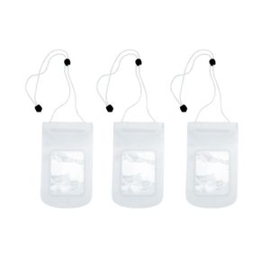 3x stuks waterdichte multifunctionele PVC strandtasjes wit