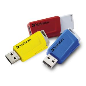 Verbatim V Store N CLICK 49306  USB-stick 16 GB USB 3.2 Gen 1 (USB 3.0) Geel, Rood, Blauw