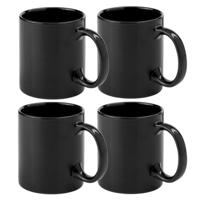 Koffie mokken/bekers - 6x - keramiek - met oor - zwart - 370 ml