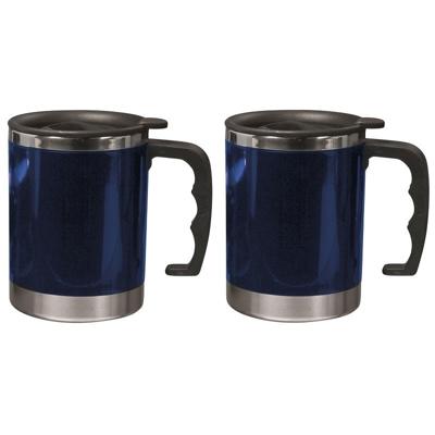 Koffie beker Dubbelwandig Hottie - 2x - thermosbeker - 400 ml - blauw - isoleerbeker - reisbeker