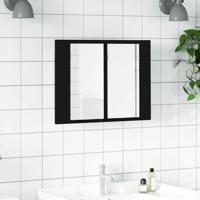 Badkamerkast met spiegel en LED 60x12x45 cm acryl zwart