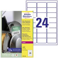 Avery-Zweckform L7912-40 Universele etiketten 63.5 x 33.9 mm Polyethyleen folie Wit 960 stuk(s) Permanent hechtend Laser (kleur), Laser (zwart/wit) - thumbnail