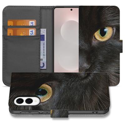 Samsung Galaxy S25 Edge | Telefoonhoesje | Met pasjeshouder | Zwarte Kat
