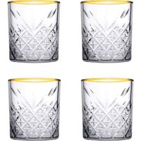 Whisky tumbler glazen - 8x - Timeless serie - transparant/goud - 350 ml - thumbnail