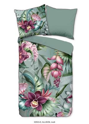 Descanso Dekbedovertrek "bloemen" - Multi - (155x220 cm) - Biologisch Katoen satijn