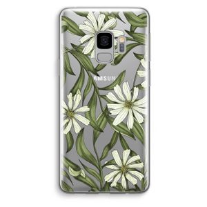 Wit bloemenpatroon: Samsung Galaxy S9 Transparant Hoesje