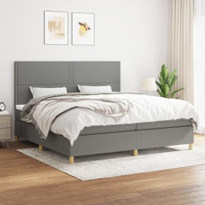 Boxspring met matras stof donkergrijs 200x200 cm
