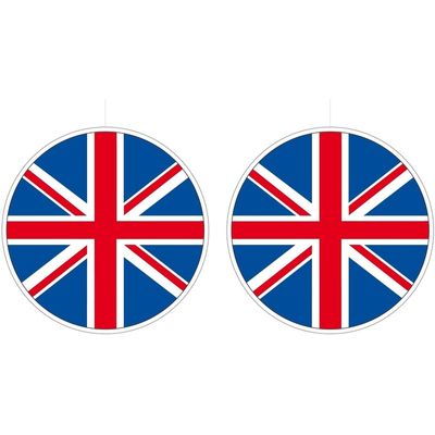 2x UK/Union Jack hangdecoratie 28 cm