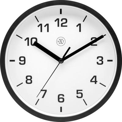 NeXtime nx-7321zw wandklok nxt diameter 20cm kunststof zwart, witte wijzerplaat