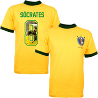 Brazilie retro voetbalshirt WK 1982 + Socrates 8 (Photo Style)