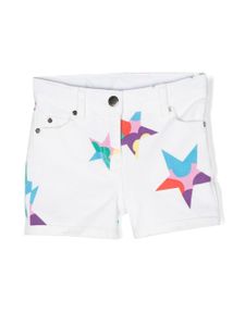 Stella McCartney Kids short en jean à étoiles imprimées - Blanc