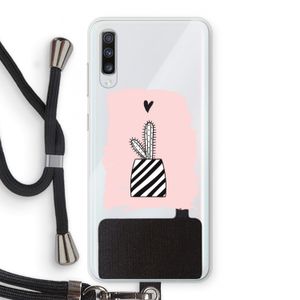 Zwart-wit cactus: Samsung Galaxy A70 Transparant Hoesje met koord