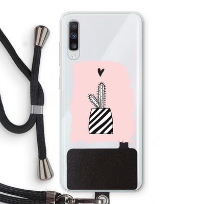 Zwart-wit cactus: Samsung Galaxy A70 Transparant Hoesje met koord