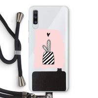 Zwart-wit cactus: Samsung Galaxy A70 Transparant Hoesje met koord