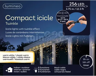 IJspegelverlichting Koppelbaar 256 LED 3,75m Zwart WW+CW