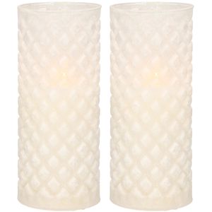 2x stuks luxe led kaarsen in glas D7,5 x H17,5 cm