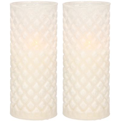 2x stuks luxe led kaarsen in glas D7,5 x H17,5 cm