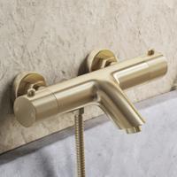 Badkraan SaniClear Brass Stripes | Opbouw | Mengkraan | 2-weg | Geborsteld messing - mat goud