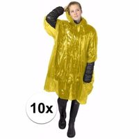 10x wegwerp regenponcho geel One size  -