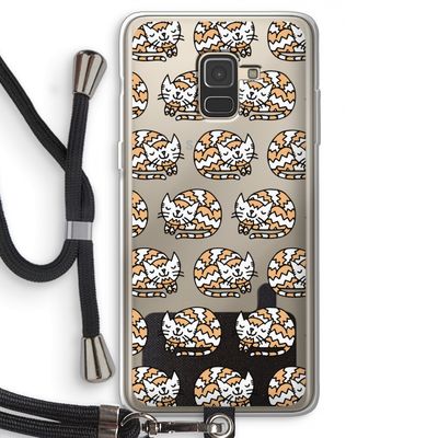 Slapende poes: Samsung Galaxy A8 (2018) Transparant Hoesje met koord