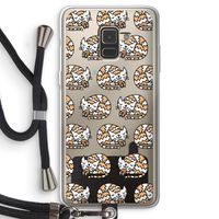 Slapende poes: Samsung Galaxy A8 (2018) Transparant Hoesje met koord