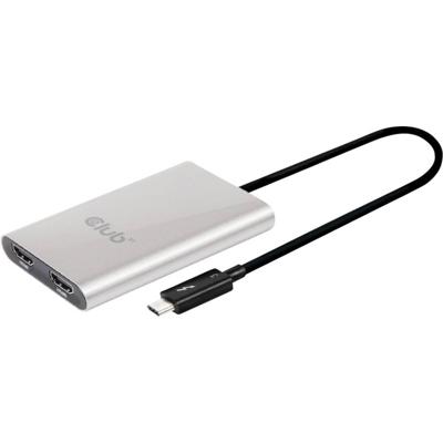 club3D CSV-1574 Thunderbolt / HDMI Adapter [1x Thunderbolt 3-stekker (USB-C®) - 2x HDMI-stekker] Grijs, Zwart 0.27 m